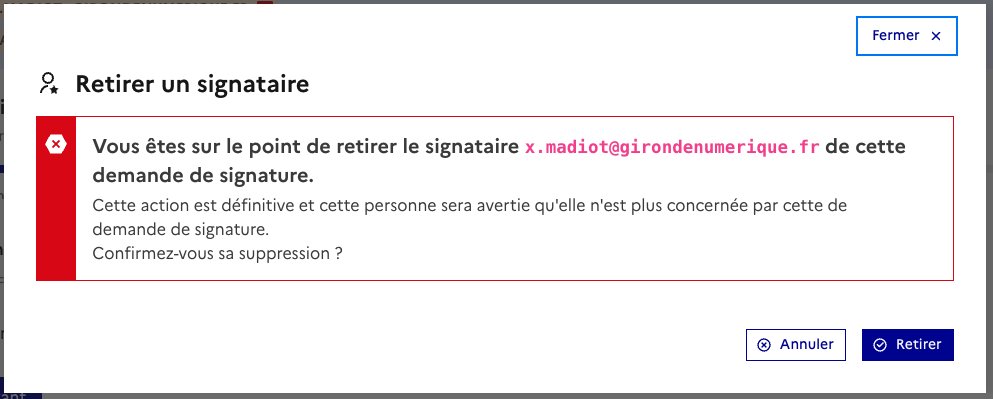Retrait d’un signataire en attente