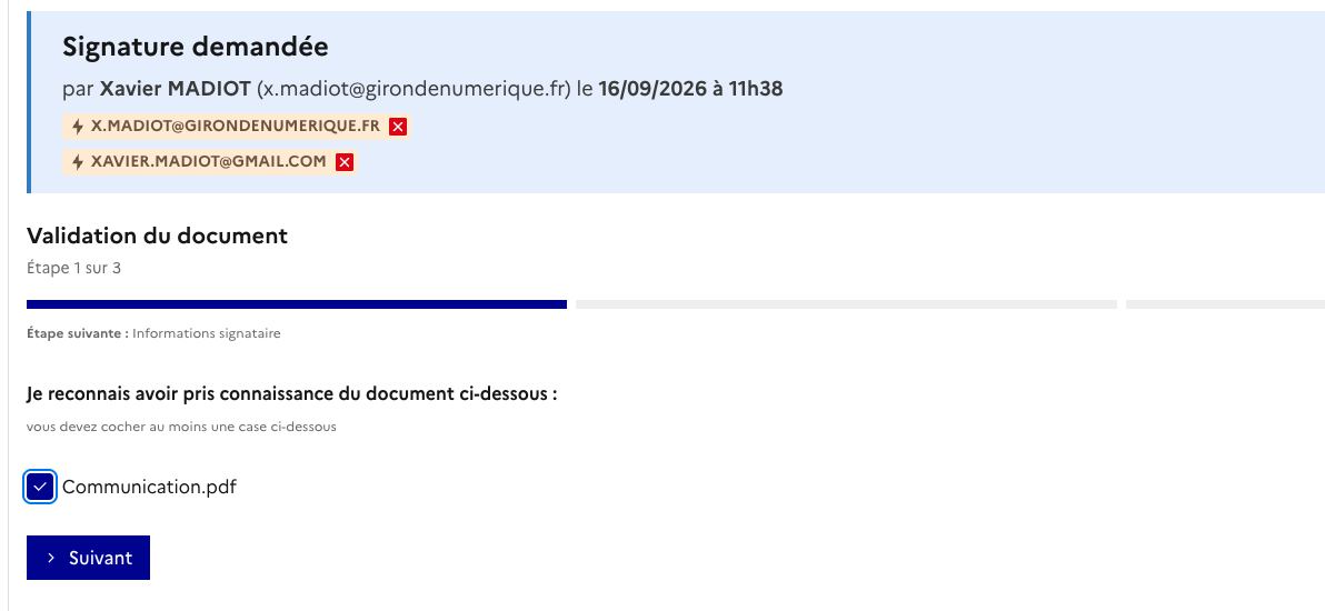 Étape 1 : validation du document